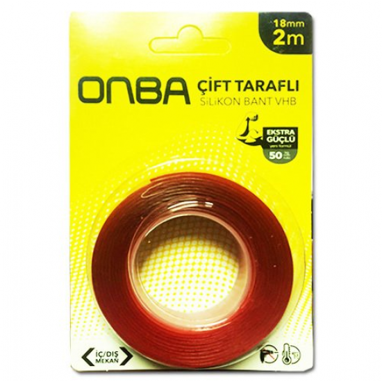 Onba VHB Silikon Çift Taraflı Bant Ekstra Güçlü 18mm x 2m