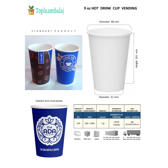 9 oz HOT DRINK CUP VENDING