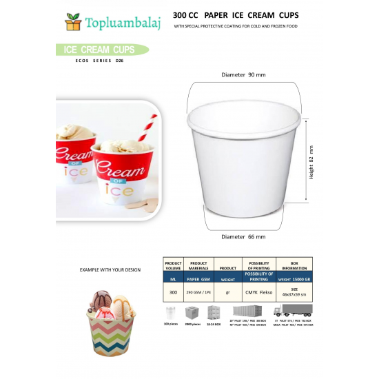 300 CC PAPER ICE CREAM CUPS