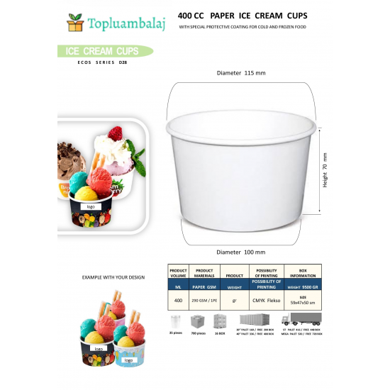 400 CC PAPER ICE CREAM CUPS