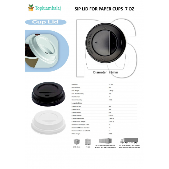 SIP LID FOR PAPER CUPS 7 OZ