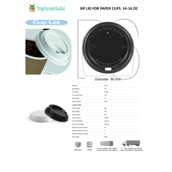 SIP LID FOR PAPER CUPS 14-16 OZ