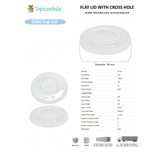 FLAT LID WITH CROSS HOLE