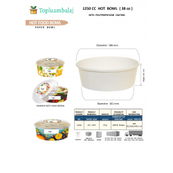 1250 CC HOT BOWL ( 38 oz ) WITH POLYPROPHYLENE COATING